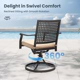 PHI VILLA Outdoor Dining Set for 6, 59" Metal Table & Chairs w/Cushions
