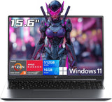 Gaming Laptop with AMD Ryzen 4300U Processor, 15.6" FHD Screen Laptop Computer with Radeon Graphics, 16GB RAM 512GB ROM Laptops Work Student Windows 11 Laptop, Wi-Fi, Type-C, HDMI, Webcam Cover Slide