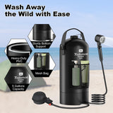Tadomoe Portable Shower for Camping, 5 Gal/20L Solar Heating Camp Shower Bag with Foot Pump,Outdoor Shower with Portable Shower Head & Sprayer,Travel Gear for Beach,Overlanding,Pet Cleaning (Black)