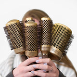 Olivia Garden NanoThermic Ceramic + Ion Round Thermal Hair Brush - Not Electrical - Professional Blowout Brush for Normal to Thick Hair, NT-54 2 1/8"