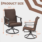 MELLCOM Patio Wicker Swivel Chair Set of 8, Heavy Duty Outdoor Dining Chair with 23.5'' High Back, Extra-Large Water-Fall Seat, Rattan Porch Gentle Rocker for Outside, Backyard, Garden