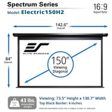Projector Screen Elite Screens Spectrum, 150-INCH Diag 16:9, Motorized Projection Screen Movie Home Theater 4K/8K Ultra HD Ready, Black Case, ELECTRIC150H2