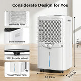 TRAZICO 4,000 Sq.ft Dehumidifier for Basement, 45 Pint Dehumidifiers for Home with Drain Hose, Smart Humidity Control, Auto Defrost, Auto Restart, 24H Timer, for Bedroom, Bathroom, RV, Garage