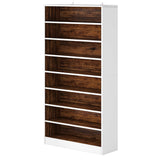Tribesigns 2PCS Shoe Cabinet, 9 Tiers 40-45 Pairs Heavy Duty Wood Freestanding Shoe Storage Cabinet, 70.8'' Tall Shoe Cabinet with Open Storage for Entryway (White & Brown)