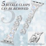Bling Silver Band Compatible with Apple Watch Bands for Women 41mm 40mm 38mm 42mm Series 11 10 9 8 7 6 5 4 SE 1 2 3, Cute Metal Brazalete, Adjustable Bracelet for Iwatch Band Jewelry Colorful