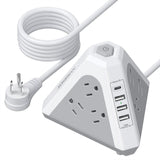 Tower Surge Protector Power Strip, 9 AC Outlets with 4 USB Ports (1 USB C) 3-Side Triangle Outlets with USB Ports NVEESHOX