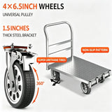 Foldable Panel Push Cart Dolly,2IN1 Steel Plate Platform Truck,36"×24" Heavy Duty Moving Hand Truck Flatbed Cart