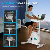 3-1 Exercise Bike with Desktop Stand for Home, Adjustable Stationary Bike with Laptop Backrest, Space Saving Heavy Duty Desk Bicycle for Indoor Office Workstation Cardio, Weight Loss & Pedaling