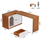 Tribesigns L Shaped Computer Desk with Drawers, Modern Corner Home Office Desk with Reversible Storage Cabinet, Long Study Writing Desk Workstation for Home Office, Rustic Brown