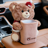 Car Trash Bin 2-in-1 Bear Organizer Cute Decor