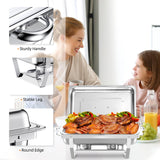 Jwevvie Chafing Dish Buffet Set, 8QT Stainless Steel Chafing Dishes for Buffet, Full Pan Chafing Dish, Buffet Servers and Warmers for Party, Wedding,Catering (5 PACK)