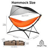 Beuiosda Black Portable Camping Hammock, 650lbs Hammock with Stand for Outside, Hammocks for Outside, Adjustable Sunshade, Storage Bag, Hammock Chair for Gardens Camping Gifts for Men