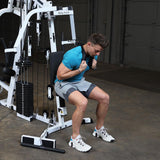 Body-Solid (EXM2500BLPSRSTK) Multi-Station Home Gym Machine, Arm & Leg Strength Training Functional Exercise Workout Station, 210lbs. Red Weight Stack with Leg Press Body-Solid