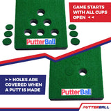 PutterBall Original Golf Putting Game Set – Backyard 12 ft Putting Green Pong Style Golf Mat with 2 Putters, 2 Balls & Hole Covers (Putterball w/Bag)