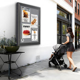Enclosed Bulletin Board,Grey Felt Black Frame Outdoor Display Case 36x24in