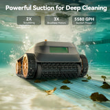 CliBot S5 Cordless Pool Vacuum Robot, with Smart Navigation, Wall Cleaning, 5580 GPH Suction, 180 Mins Runtime, 3 Brushless Motors, Pool Cleaner for Inground and Above Ground Pools up to 3,229 Sq. Ft