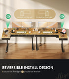 OffiGo 63 Inch L Shaped Electric Standing Desk with Drawers, Height Adjustable Large Desk with Power Outlets, Sit Stand Table, Writing Computer Desk for Home, Office