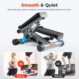 Sunny Health & Fitness Mini Steppers for Exercise at Home, Stair Step Workout Machine with Resistance Bands, Full Body Cardio Equipment with Digital Monitor - No. 012 -S Sunny Health & Fitness