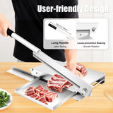 16" Manual Meat Bone Cutter, Stainless Steel Heavy Duty Chicken Cutting Machine Commercial Frozen Meat Slicer Guillotine Bone Cutting Machines Bone Chopper with Food Spatula for Beef Goat Pig Fish