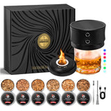 Electric Whiskey Smoker Kit with Lights: Cocktail Infuser with 6 Wood Chips for Whiskey Bourbon Lovers - Old Fashioned Drink Smoker Kits
