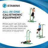 Stamina Pull Up Bar Tower & Dip Station, Free Standing Outdoor Home Gym Equipment, Green Stamina