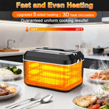 Heated Lunch Box,Electric Lunch Box, Lunch Box Battery Powered, Pro 24000mah,5.5 Cups Portable Food Heater-3D-5 Side Heating-Intelligent Temperature Control,Suitable For Trucks,Offices(Black/White)