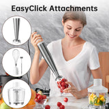 Turelar Immersion Blender Handheld Corded Hand Blenders Set 1100W, Trigger Variable Speed 5 in 1 Stick Emulsifier with Chopper, Whisk and Frother for Soup, Baby Food and Smoothies, White