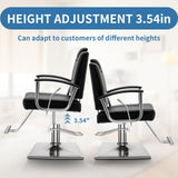 Barber Reclining Chair with Headrest - Heavy Duty Hydraulic Pump Height Adjustable,360°Swivel ,Max Load Weight 440 Lbs,Beauty Salon Spa,Barbershop,Hairdresser Cutting,Styling Stylist,Braiding (Black)