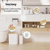 InnJoey Bathroom Accessories Set - 10PC Bathroom Set, White Bathroom Set, Bathroom Accessories Set, Toilet Brush, Bathroom Trash Can & Soap Dispenser