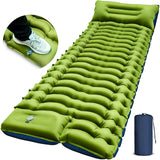 Camping Sleeping Pad, Ultralight Camping Mat with Pillow Built-in Foot Pump Inflatable Sleeping Pads Compact FUN PAC