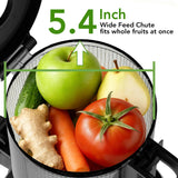 Electactic Cold Press Juicer with Stainless Steel Base, 5.4 Inch Wide Feed Chute, Juicer Machines For Whole Fruits & Vegetables