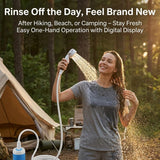 Outdoor Shower & Portable Rinse Kit, 10-Piece Portable Camping Shower with USB Rechargeable Pump, Hose and Multi-Spray Showerhead, Pumps Water from Bucket for Camping, Travel, Pet Bath, Plant Watering
