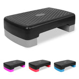 MIIUDGIG 18'' Adjustable Aerobic Step Platform, Adjustable Fitness 4-6in Exercise Stepper Workout with 2 Risers, Aerobics Stepper Workout Stepper for Home Gym Cardio Strength & Training (Gray)