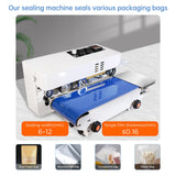 ZHONGMIN Commercial Heat Sealer Machine, Automatic Continuous Bag Band Sealing Machine with Digital Temp Control, Adjustable Speed, Desktop Bag Sealer for Plastic Bags Films (110V/60HZ)(FRC-520)