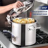 ARC 20QT Stainless Steel Steamer Pot Set, 55,000BTU Stainless Steel Portable Propane Burner for Seafood Crab,Vegetable,Vaporeras para Tamale Steaming, w/Easy-fill Water Spout, Divider and Steamer Rack,Outdoor Cooking
