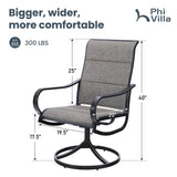 PHI VILLA Swivel Patio Dining Chairs Set of 8, Padded Textilene Mesh, Brown