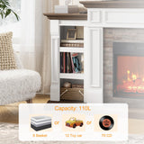 Naice 72" Electric Fireplace with Mantel and Cabinets, Fireplace TV Stand for Living Room Bedroom, Stacked Stone Surround and Remote Control 3D Realistic Flame