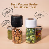 HTPOW Electric Mason Jar Vacuum Sealer - Fully Automatic Mason Jar Vacuum Sealer Kit for All Mason Jars with Regular Lids and Wide Mouth Lids, A Must-Have Tool for Canned Foods/Pantry - White