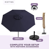 Midtown Umbrellas Push & Pop 10 Ft Patio Umbrellas with Push & Pop Mechanism, Fiberglass Ribs & Sunbrella Fabric – Outdoor Umbrella for Deck, Pool, Cafés and Hotels – Canvas Navy Canopy, Black Pole