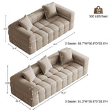 2 Pcs Modern Boneless Sofa for Living Room, Cloud Sectional,Light Brown