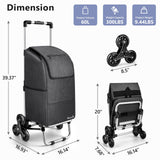 2 in 1 Aluminum Alloy Stair Climbing Cart, 300LBS Grocery Cart on Wheels, Foldable Shopping Carts with Waterproof Oxford Black Bag for Groceries