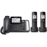 2-Line Corded/Cordless Phone System with 2 Handsets - Answering Machine, Link2Cell, 3-Way Conference, Call Block (Black) Panasonic