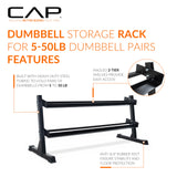 CAP 550 LB Dumbbell Set with 2-Tier Rack, Rubber Hex Weights Dumbbells Set, Home Gym Weight Set for Strength Training, Chrome Handle