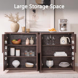 93.42'' Sideboard Buffet Cabinet W/Storage, Modern Accent Cabinets W/Curved Handles & Adjustable Shelves