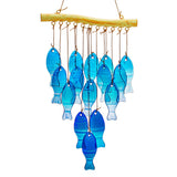 H&D HYALINE & DORA 23" Blue Glass Sea Wind Chimes - Handcrafted Fish Wind Chimes for Outside, Beach Party & Wedding Decor