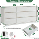 Standifurno White Dressers of 9 Drawers, Chest Dresser with Deep Drawers, Modern Dresser Closet for Bedroom, Curved Drawer with Large Storage, 57’’ Wide.