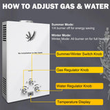 Propane Hot Water Heater, 12L Outdoor Water Heaters with Digital Display and Overheat Protection, 24KW Portable 24-Hour Instant Hot Water for RV Camping Outdoor Shower