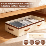Dolicer 2 Pack Under Bed Storage with Wheels, 6in-10in Height Adjustable Underbed Storage Containers, 92L XXXL Under Bed Drawers Rolling Bin with Clear Lids for Dorm Shoes Clothes Organizers(Beige)