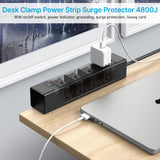 CCCEI 45W Per Side USB-C Desktop Outlet Station, Clamp Power Strip Surge Protector 4800J, Home Office Standing Desk Organizers and Accessories, 10FT 14AWG 15A Extension Cord, Switch, ETL Listing.