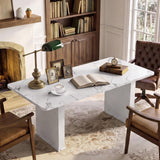 LEYAOYAO Extendable Dining Table for 4-6,63"–79" with Fluted Base(White)